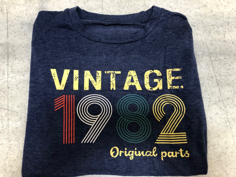 Photo 2 of 40th Birthday Gift Shirts Vintage 1983 Original Parts Tshirt for Women Letter Print Retro Birthday Casual Tee Tops -- Size Unknown
