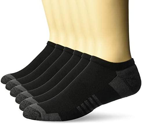 Photo 1 of Amazon Essentials Men's Performance Cotton Cushioned Athletic No-Show Socks, 6 Pairs Size 12-14
