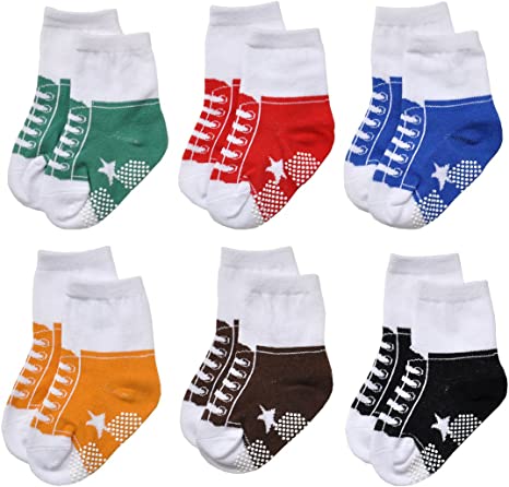 Photo 1 of EPEIUS Unisex Baby Girls Boys Non-Slip Socks (Set of 6)
