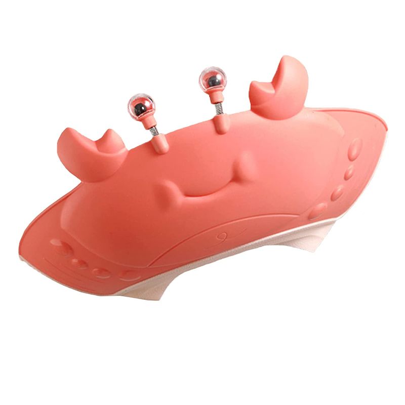 Photo 1 of Baby Shower Cap Waterproof Shampoo Hat for Children, Silicone Baby Shower Cap for Bath Toddler Shower Cap Protect Ears Eyes, Cute Crab Shape Adjustable Baby Shower Cap
