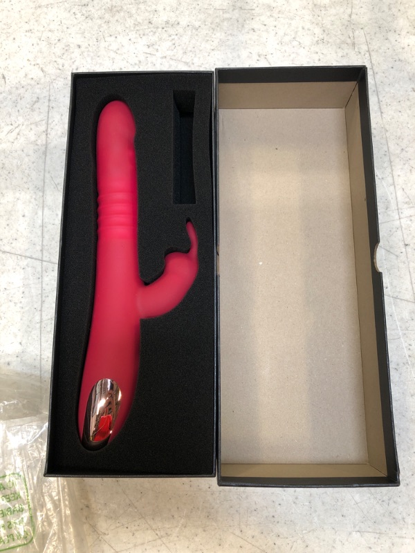 Photo 2 of Beaded Thrusting Rabbit Vibrator - BOMBEX William, 9.8" Triple Action G Spot Vibrator with Independent Clitoral Stimulator, 10 Patterns, Waterproof & Rechargeable Sex Toys for Women, Rose A-Rose Red