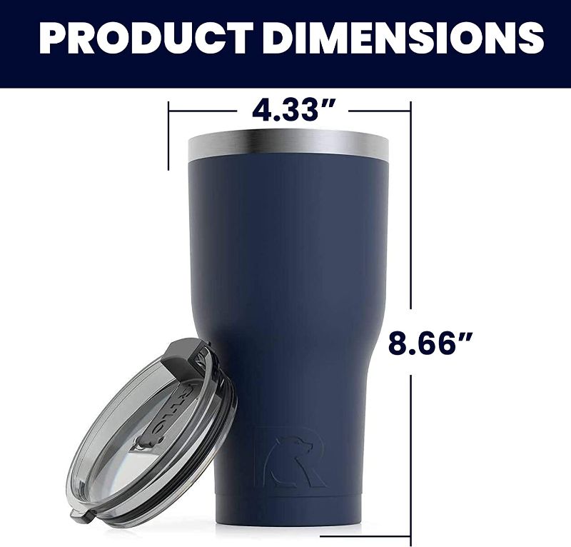 Photo 1 of 24 oz Insulated Tumbler Stainless Steel Coffee Travel Mug with Lid, Spill Proof, Hot Beverage and Cold, Portable Thermal Cup for Car, Camping, Navy 2 PACK 
