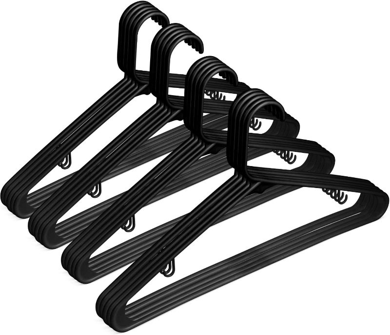 Photo 1 of 20 Standard Everyday Black Plastic Hangers, Long Lasting Tubular Clothes Hangers, Value Pack of 20 Clothing Hangers. (20 Pack -, Black)
