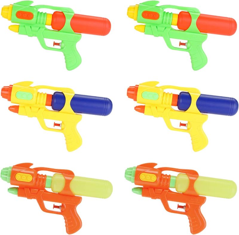 Photo 1 of Fun-Here Water Guns 9 Inch 6 Packs for Kids Adults Multicolor Squirt Gun in Party Pool Bath Favors Indoor Outdoor Funy Summer Toy (Pack of 6) (9 Inch)
