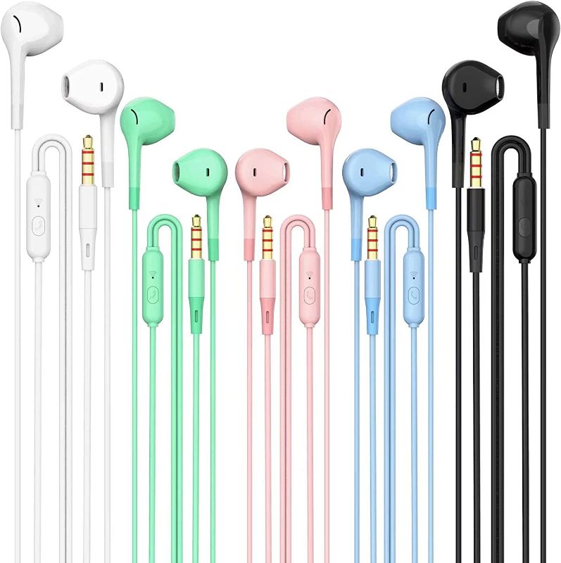 Photo 1 of Earbuds Headphones 5 in One Pack, Wired Earbud with Heavy Bass Stereo Noise Blocking, Microphone, Compatible with iPhone, Android Phones, Laptops, Computers, iPad or Any Device with 3.5mm Interface…
