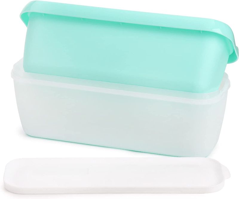 Photo 1 of 2  Pack Ice Cream Containers, 1.5 Quarts Homemade Ice Cream Tubs with Lids, Freezer Storage Container for Sorbet, Frozen Yogurt and Gelato, Non-Slip Base, Dishwasher Safe
