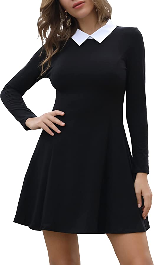 Photo 1 of Aphratti Women's Long Sleeve Casual Peter Pan Collar Fit and Flare Skater Dress- SIZE XL 
