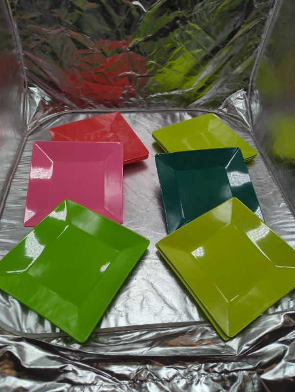 Photo 1 of 8" SQUARE PLASTIC PLATES - QTY OF 12 - Variety of Colors