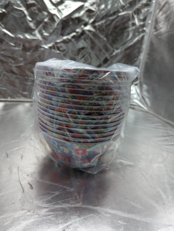 Photo 1 of GLAD - Plastic Small Bowls (6") - Mandela Design Multicolor - 16 Pack