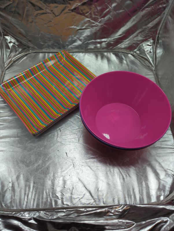 Photo 2 of GLAD - Party Set - 5 Serving Bowls (Multicolor) - 5 Serving Trays (Striped Colored)
