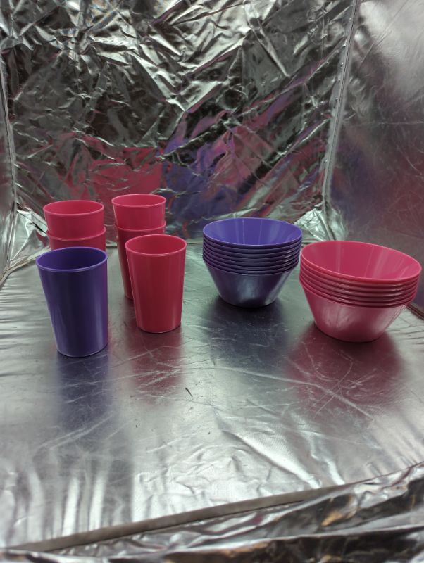 Photo 1 of GLAD - Pink/Purple Bundle - 15 Small Bowls & 6 Small Cups