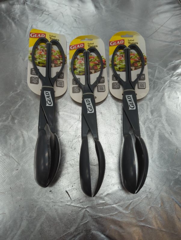 Photo 1 of GLAD - 3 Pack - Plastic Salad Tongs - Grey