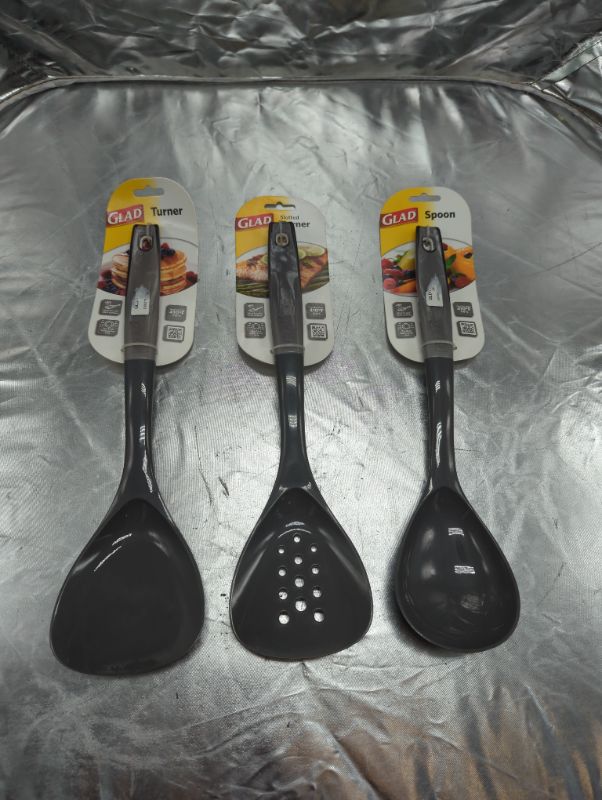 Photo 1 of GLAD - 3 Pack - Grey Plastic Cooking Utensils