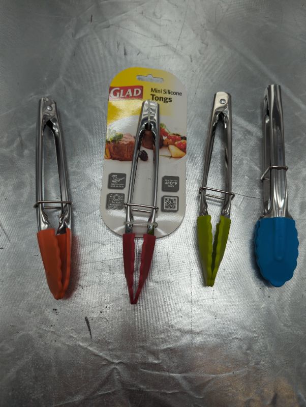 Photo 1 of GLAD - 4 Pack - Mini Silicone Tongs - Assorted Colors