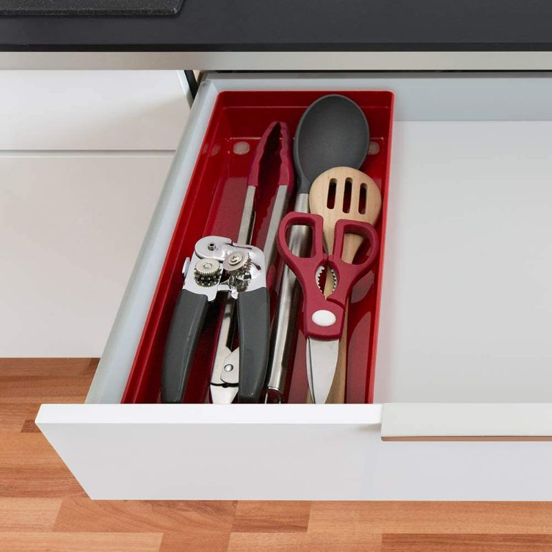 Photo 3 of Glad Plastic Drawer Storage Tray – Heavy Duty Organizer Bin for Home, Kitchen, Bath, Bedroom, Office | Non-Slip Feet, 15x6, Red