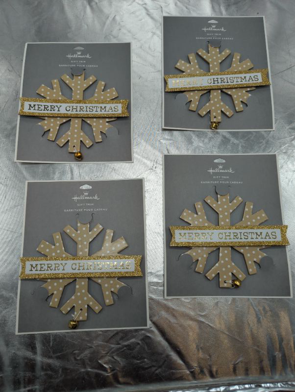 Photo 1 of Hallmark Gift Trim - Merry Christmas Snowflake w/Bell - 4pcs per pack - 2 Packs