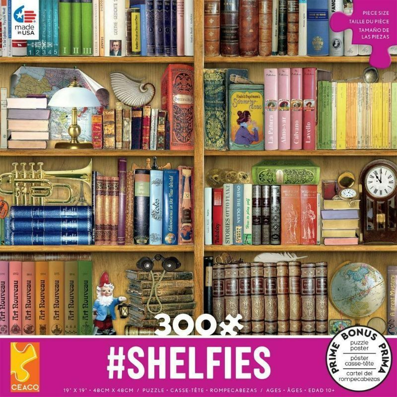 Photo 3 of Ceaco - Shelfies Puzzles - 2 Pack - Rainbow Shelf - 300 Piece Jigsaw Puzzle & The Library 300 Piece Jigsaw Puzzle
