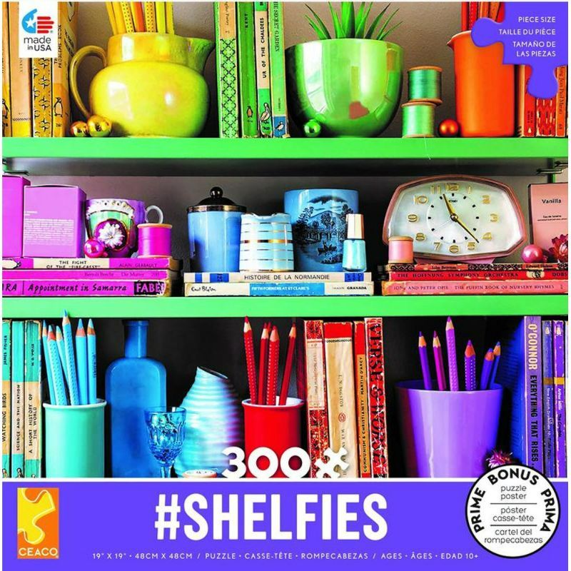 Photo 2 of Ceaco - Shelfies Puzzles - 2 Pack - Rainbow Shelf - 300 Piece Jigsaw Puzzle & The Library 300 Piece Jigsaw Puzzle
