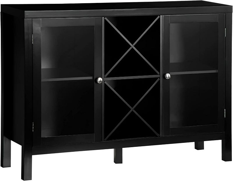 Photo 1 of (DARK BROWN) Coffee Bar Cabinet, Sideboard Buffet Cabinet with Removable Wine Rack, Tempered Glass Door and Adjustable Shelves, Wine Cabinet for Living Room, Kitchen, Entryway - see photos for color and damages