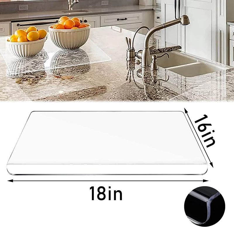 Photo 2 of Acrylic Cutting Board for Kitchen with Lip, Non Slip cutting board (Clear Acrylic) 18x16"