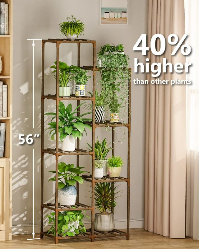 Photo 2 of Bamworld Tall Plant Stand for Indoor Plants Outdoor Corner Plant Shelf Flower Stands for Living Room Balcony and Garden (9 pots)
