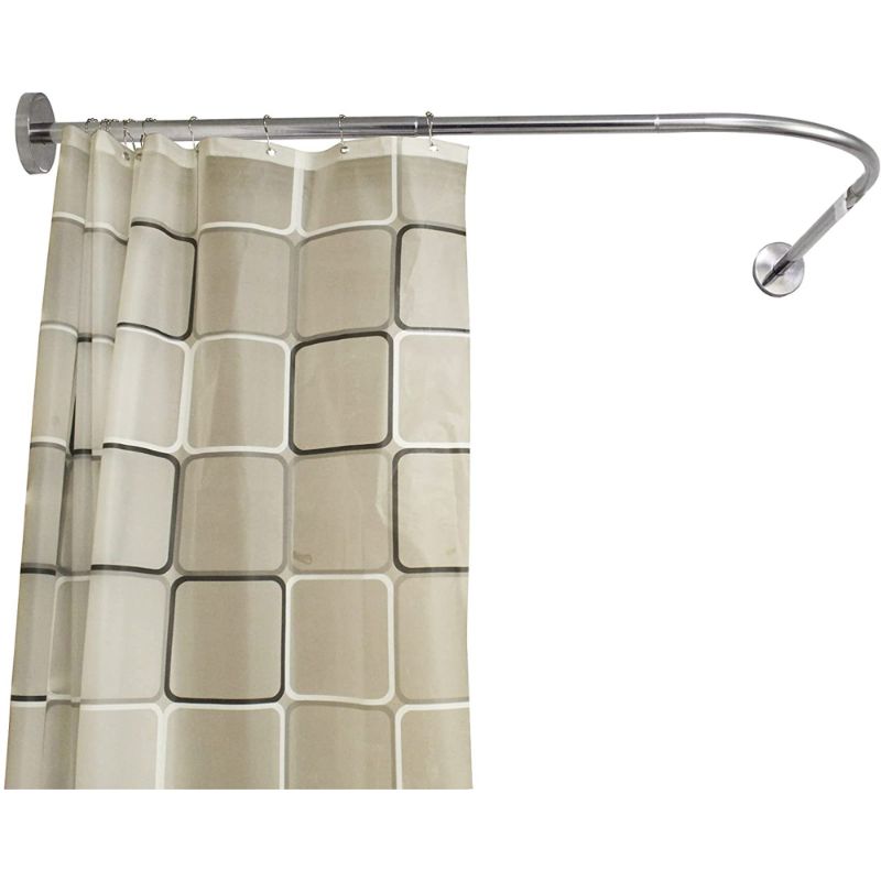 Photo 1 of Stretchable 304 Stainless L Shaped Bathroom Bathtub Corner Shower Curtain Rod Rack (Large Size02: 35.43"-51.18" x 39.37"- 65")
