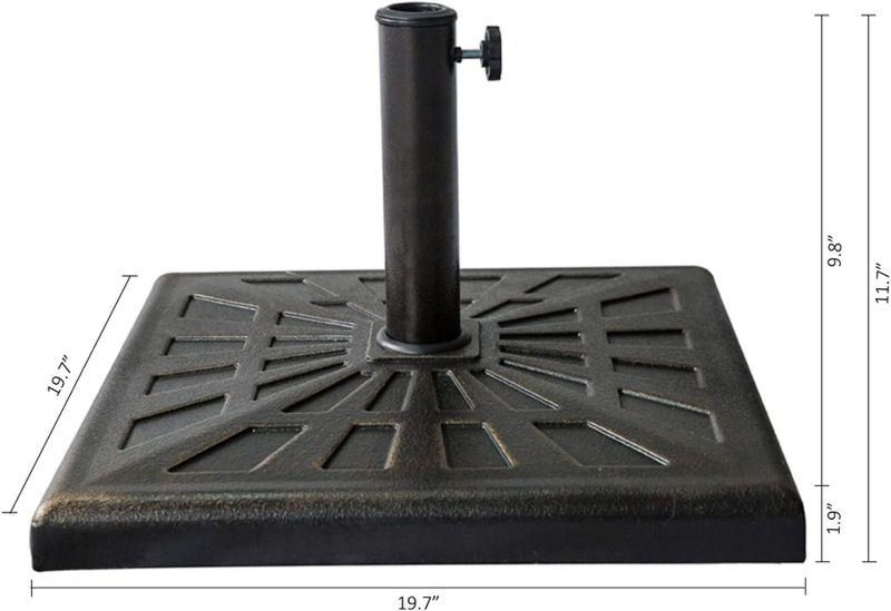 Photo 2 of C-Hopetree 42 lb Heavy Duty Square Base Stand for Outdoor Patio Market Table Umbrella, Bronze
