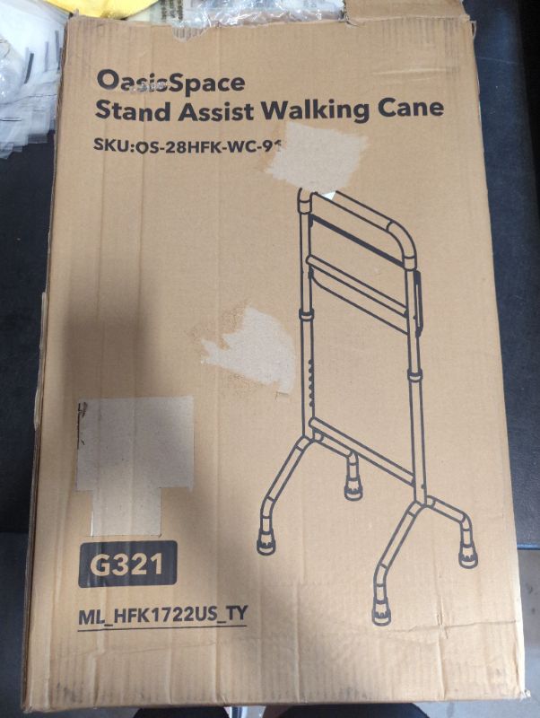Photo 3 of OasisSpace Adjustable Walking Cane 350lbs - Stand Assist Walking Cane with Storage Pouch, Self Standing Cane for Stability, Sit to Stand Walker, Walking Cane for Women and Men