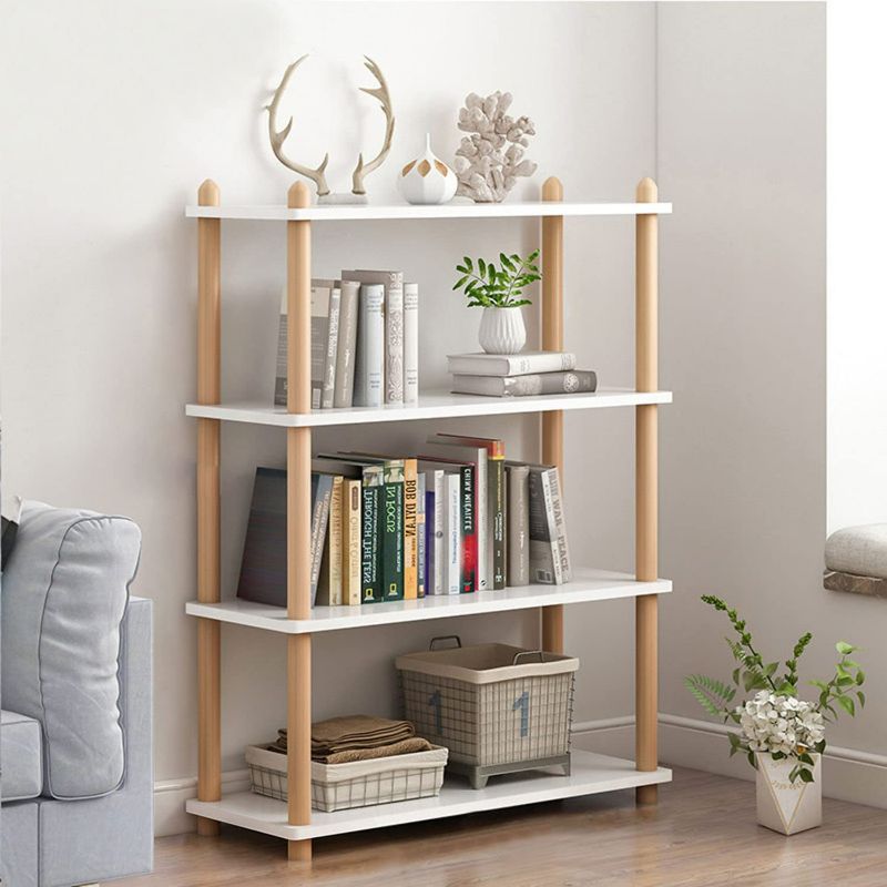 Photo 1 of IOTXY 4-Tier Wooden Shelf Bookcase - Modern Open Bookshelf, Free Standing Storage Rack, Multifunctional Display Stand for Home and Office, White, Rectangle
