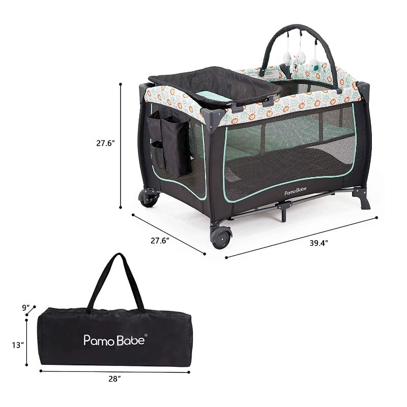 Photo 2 of Pamo Babe Portable Crib for Baby Nursery Center Playard Baby Playpen Travel Crib Diaper Changer with Mattress
