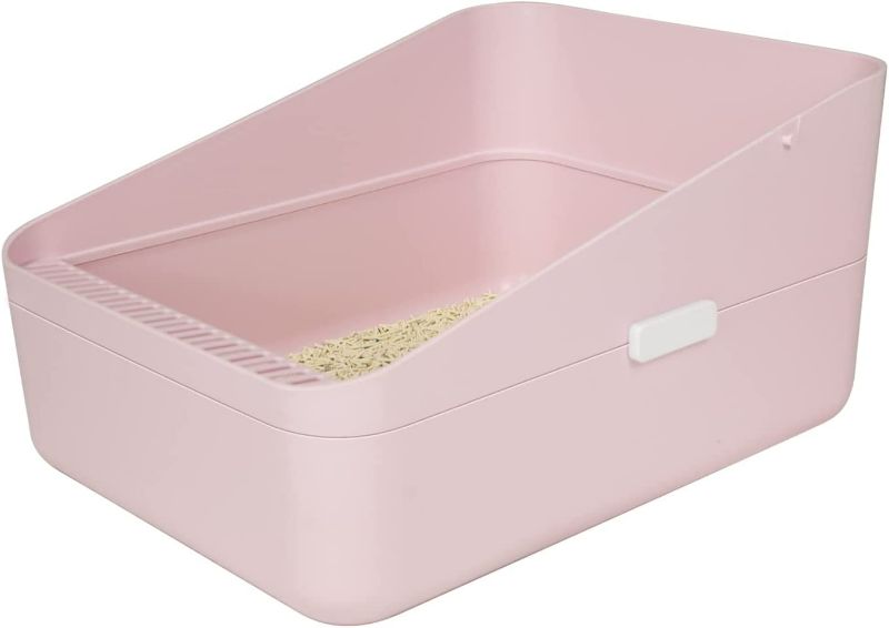 Photo 1 of Sfozstra Open Litter Box,Prevent Sand Leakage, Durable High Side Sifting Litter Box for Small Cats,Secure and Odor Litter Box, Removable Litter Box, Easy to Clean (Pink M)
