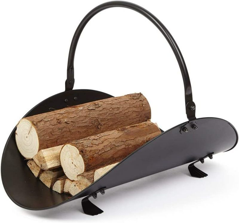 Photo 1 of Amagabeli Fireplace Log Holder Indoor Firewood Carrier Metal Wood Rack Holders Tools Covers Fire Wood Basket Container Sets Ash Bucket and Carrying Bag Black Hearth Fireset Birch Outdoor Basket

