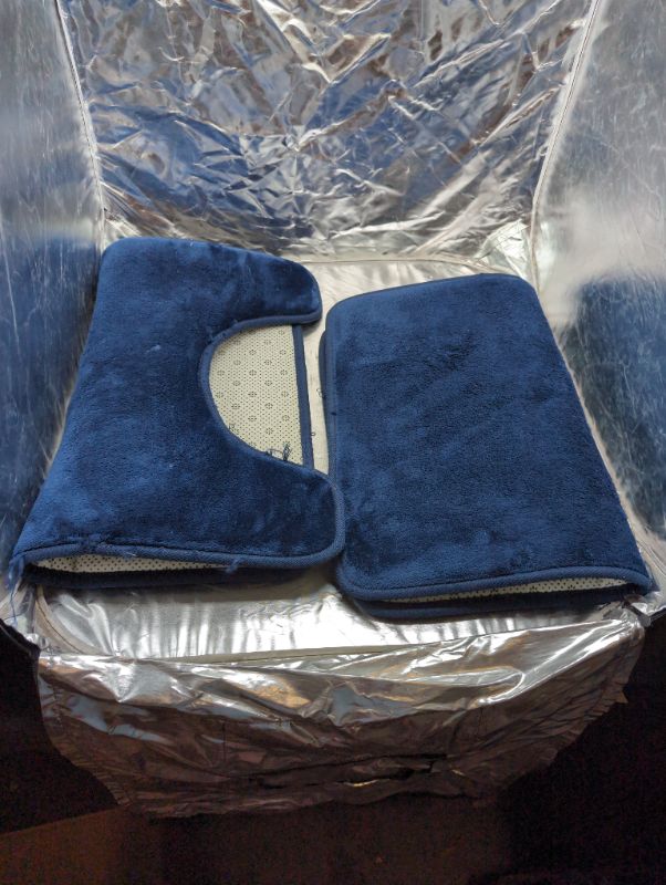 Photo 3 of BYSURE Navy Blue Memory Foam Bathroom Rug Set 3 Piece Non Slip Extra Absorbent Shaggy Bathroom Mats and Rugs Sets, Soft & Dry Bath Mat Sets for Bathroom Washable Carpets Set
