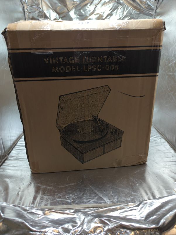 Photo 1 of LP&No.1 Record Player with External Speakers, 3 Speed Vintage Belt-Drive Vinyl Turntable with Bluetooth Playback & Auto-Stop White Pearl Flash point White