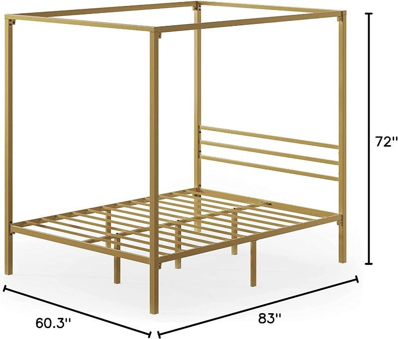 Photo 2 of ZINUS Patricia Gold Metal Canopy Platform Bed Frame / Mattress Foundation with Steel Slat Support / No Box Spring Needed / Easy Assembly, Queen Gold Queen Bed Frame