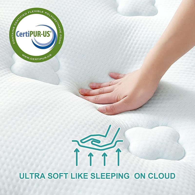 Photo 3 of Hansleep Full Size Mattress Pad Memory Foam, Cooling Mattress Topper Full Size Bed with Deep Pocket, Breathable Air Mattress Cover for Double Bed, 54x75 Inches,White
