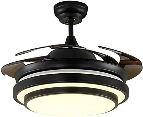 Photo 1 of Southerns Lighting 42" Invisible Ceiling Fan with 3 Color Light 4 Retractable Brown Blades Remote 6 Speed Reversible Fandelier for Bedroom Livingroom, Indoor Light Fans (Black)
