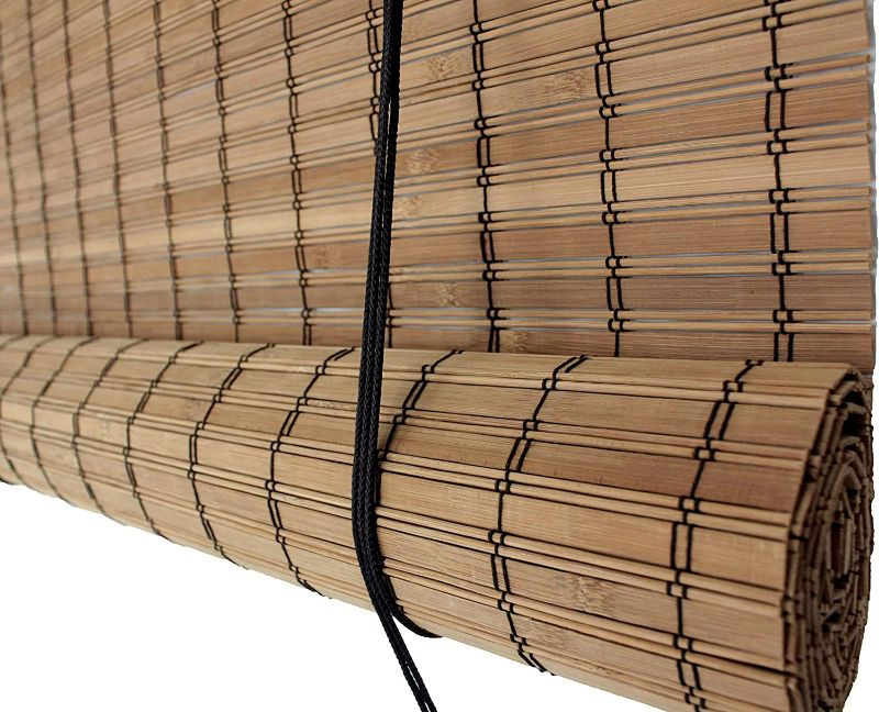 Photo 1 of Seta Direct, Brown Bamboo Slat Roll Up Blind - 24-Inch Wide by 72-Inch Long
