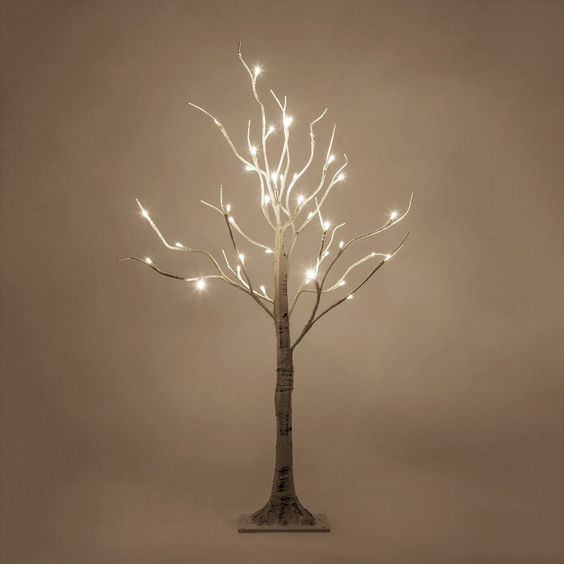 Photo 1 of Kringle Traditions 3ft LED White Prelit Birch Tree, Warm White LED Lights
