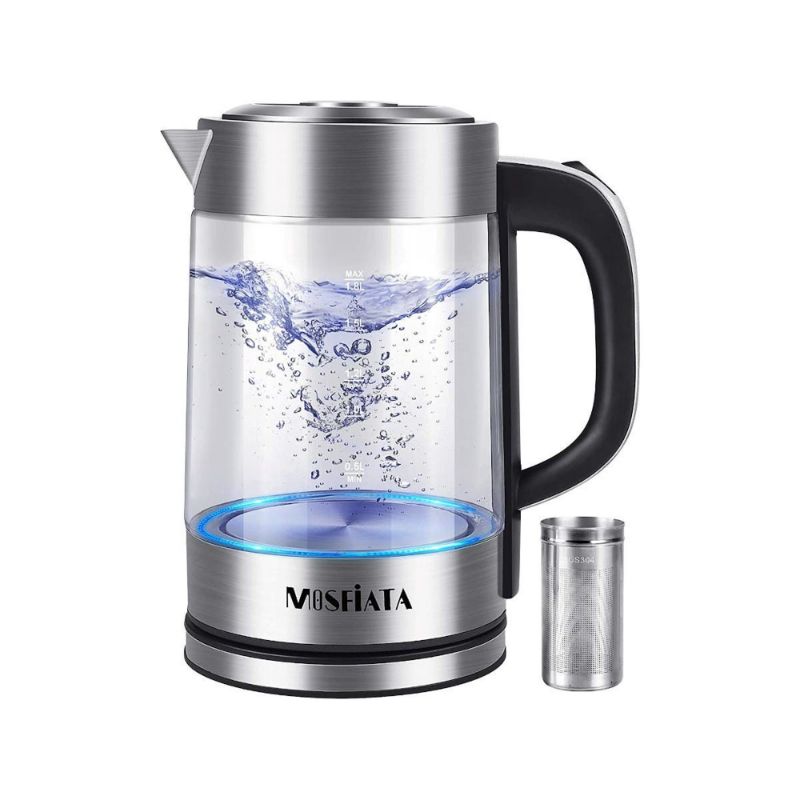 Photo 1 of MOSFiATA Electric Glass Kettle with Tea Infuser, 1.8L Large Capacity Stainless Steel Filter, 1500W Fast Boil Glass Tea Kettle with LED Light, Auto Shut-Off, BPA-Free
