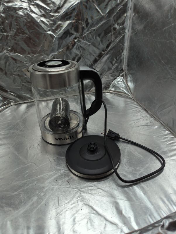 Photo 1 of MOSFiATA Electric Glass Kettle with Tea Infuser, 1.8L Large Capacity Stainless Steel Filter, 1500W Fast Boil Glass Tea Kettle with LED Light, Auto Shut-Off, BPA-Free
