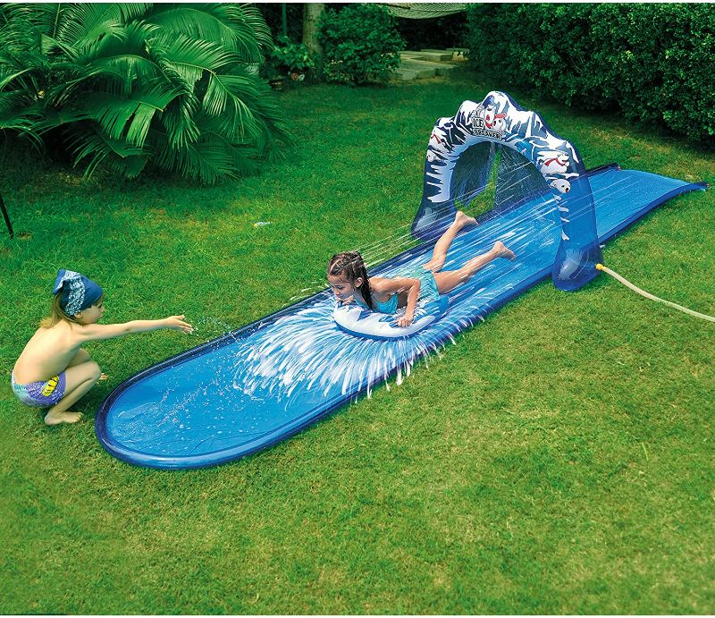 Photo 2 of Jilong Outdoor Inflatable 16 Foot Slip and Slide Icebreaker Water Slide with Racing Raft and Water Sprayer for Ages 4 and Up, Blue
