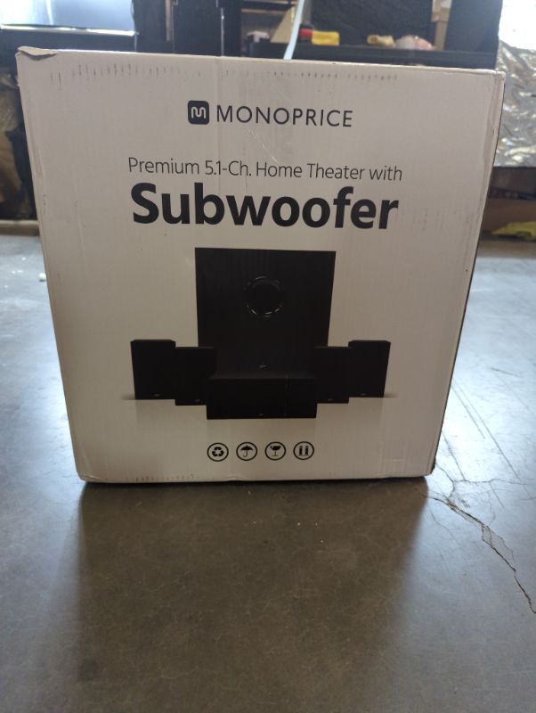 Photo 3 of Monoprice 10565 Premium 5.1 Channel Home Theater System with Subwoofer Black Premium 5.1 W/8in Sub Single
