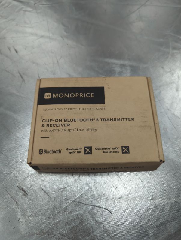 Photo 3 of Monoprice Clip on Bluetooth 5 Transmitter & Receiver With aptX HD, aptX, aptX Low Latency,Aand SBC Codecs And Built-in Microphone