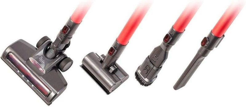 Photo 2 of Monoprice Cordless Stick Vacuum Cleaner, Black/Red
