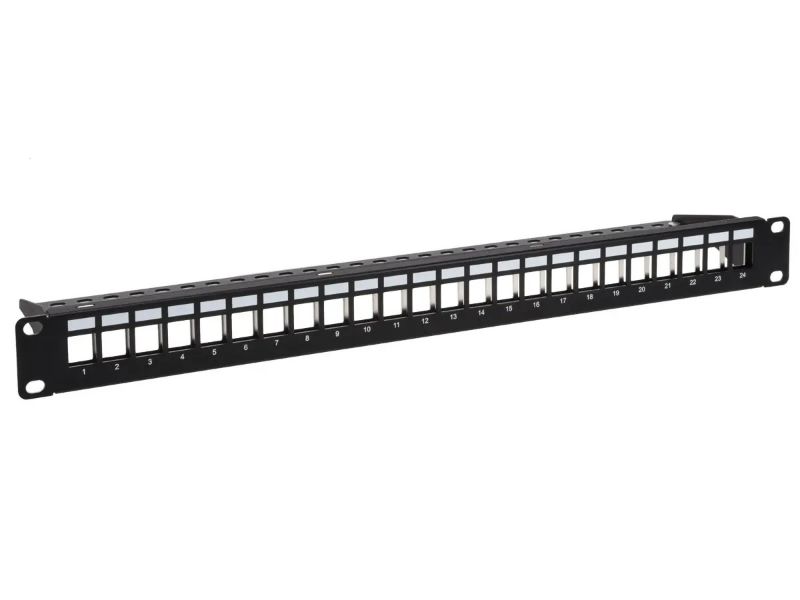 Photo 1 of Monoprice 24-port Blank Keystone Shielded Patch Panel, 1U, with Wire Support Bar