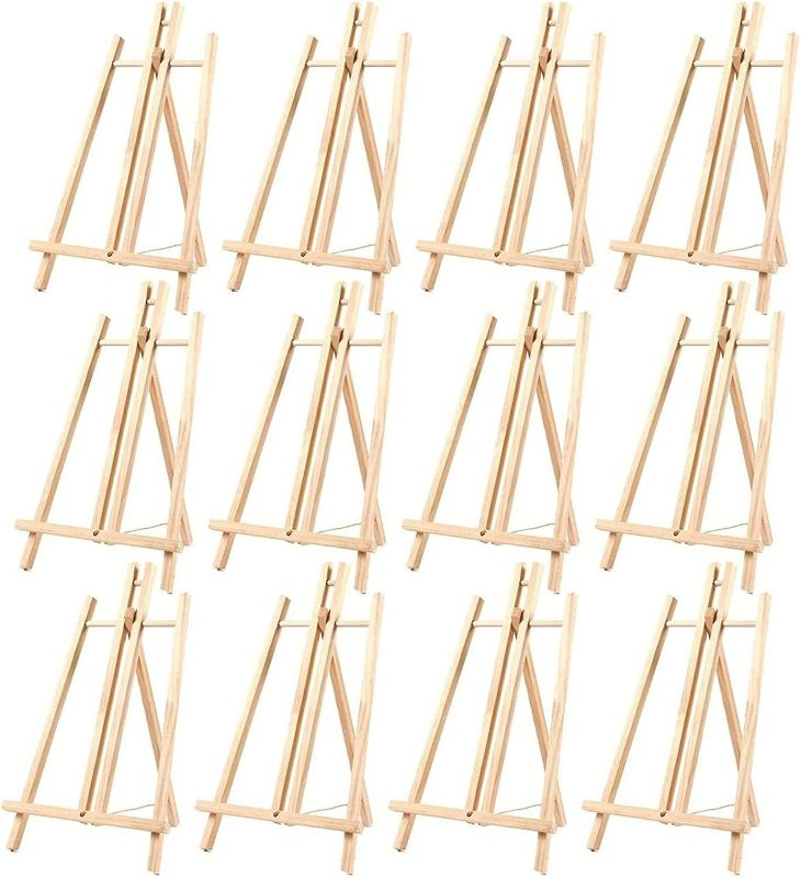 Photo 1 of 12 Pack Wood Table Top Easels for Painting, Small Artist Easel for Art Canvas Display, Kids, Classroom (9 x 11 in)
