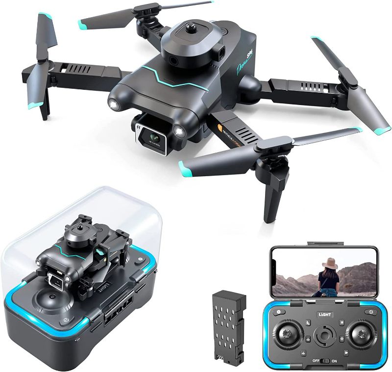 Photo 1 of Leadmall S96 Mini Drone, 4K Obstacle Avoid Optical-Flow Single Camera HD FPV WiFi Upgraded Foldable Quadcopter RC Helicopters Toys, for Boys & Girls
