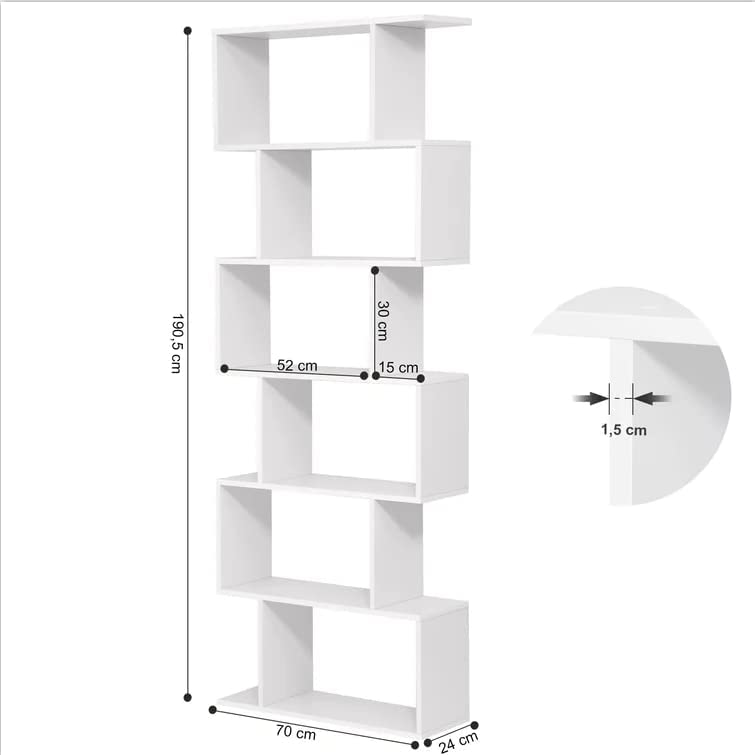 Photo 2 of Function Home Geometric Bookcase, S Shaped Bookshelf, Modern Freestanding Multifunctional Decorative Storage Shelving Display Shelves, White Book Shelf Tall Narrow for Bedroom Living Room Office
