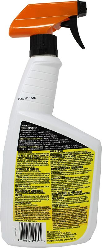 Photo 2 of Armor All Disinfectant Spray General Cleaner Deodorizer Kills Bacteria & Viruses 32 Ounce Sprayer Bottle